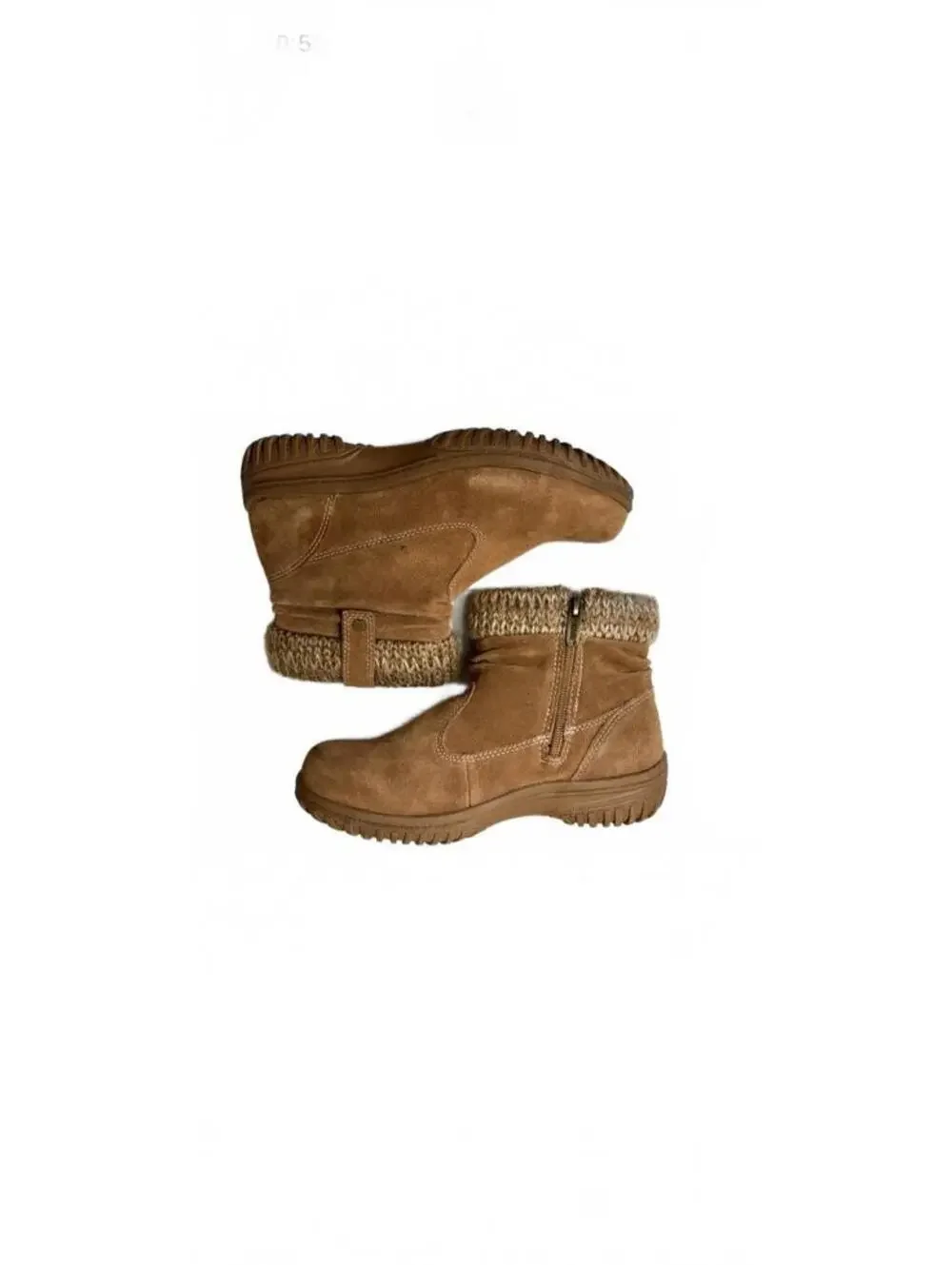Khumba Laura Bootie Suede All Weather Leather Padded Ankle Boot Crochet Tan 8